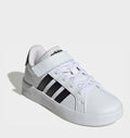 adidas White/Black Grand Court 3.0 Elastic Lace Kids Trainers