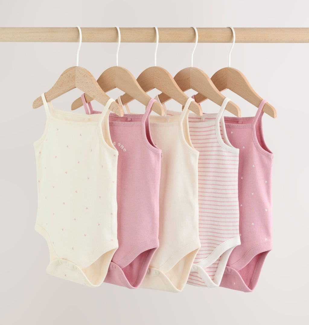Pink Vest Baby Bodysuits 5 Pack