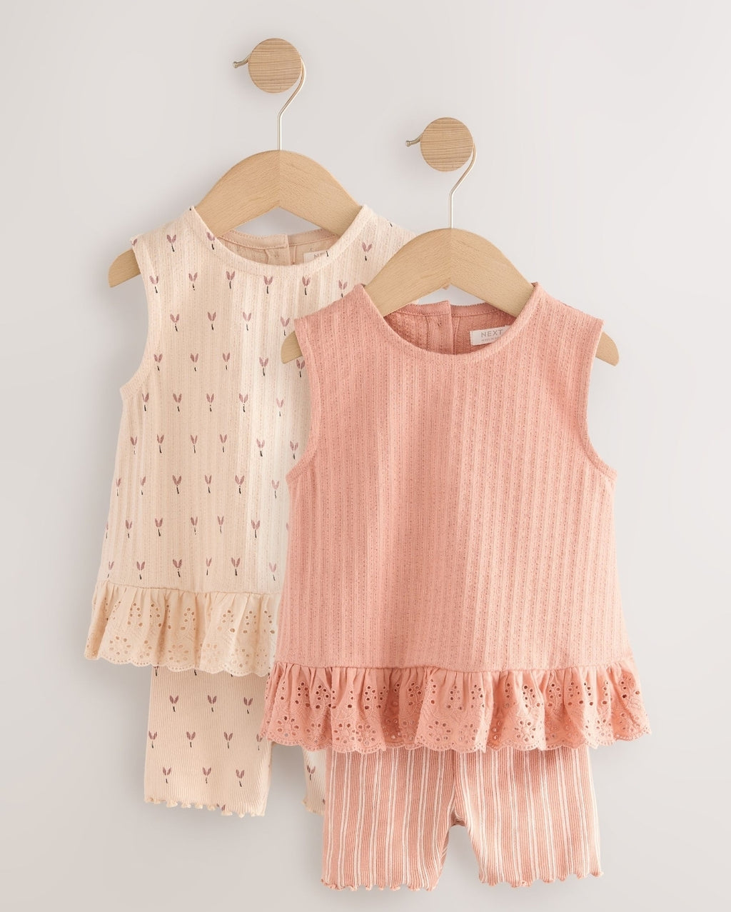 Neutral Ditsy Vest and Shorts Set 
2Pack