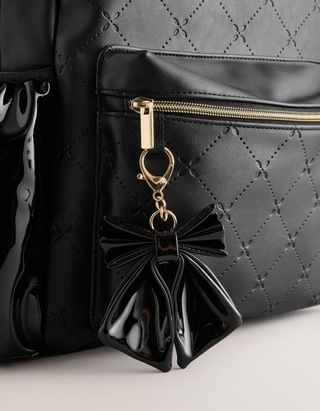 Black Bow Detail PU Bow Backpack
