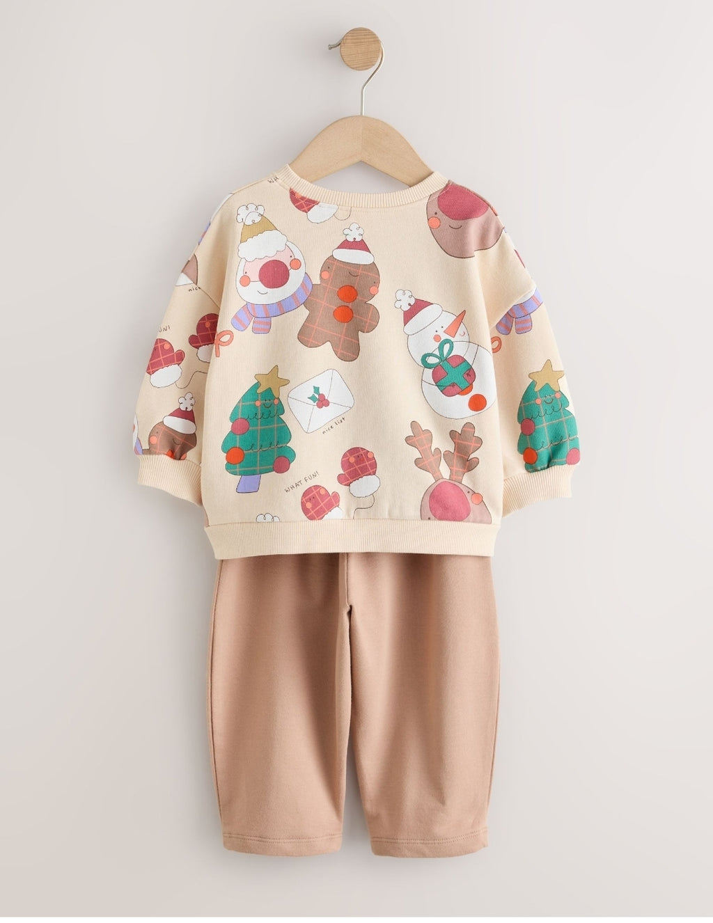 Neutral Christmas Character Sweatshirt and Barrel Leg Set