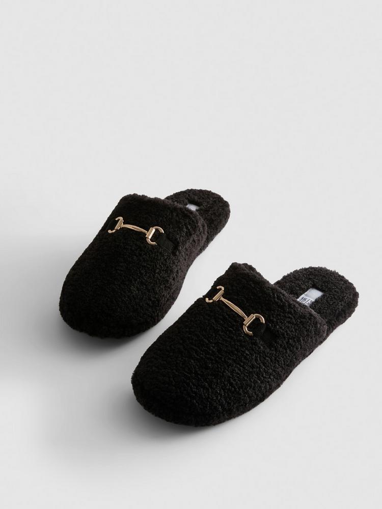 Primark Snaffle Bit Borg Mule Slippers Open