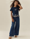 Blue Check Denim Peplum Wide Leg
Jeans