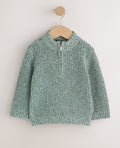 Teal Blue Zip Neck Knitted Cable
Jumper