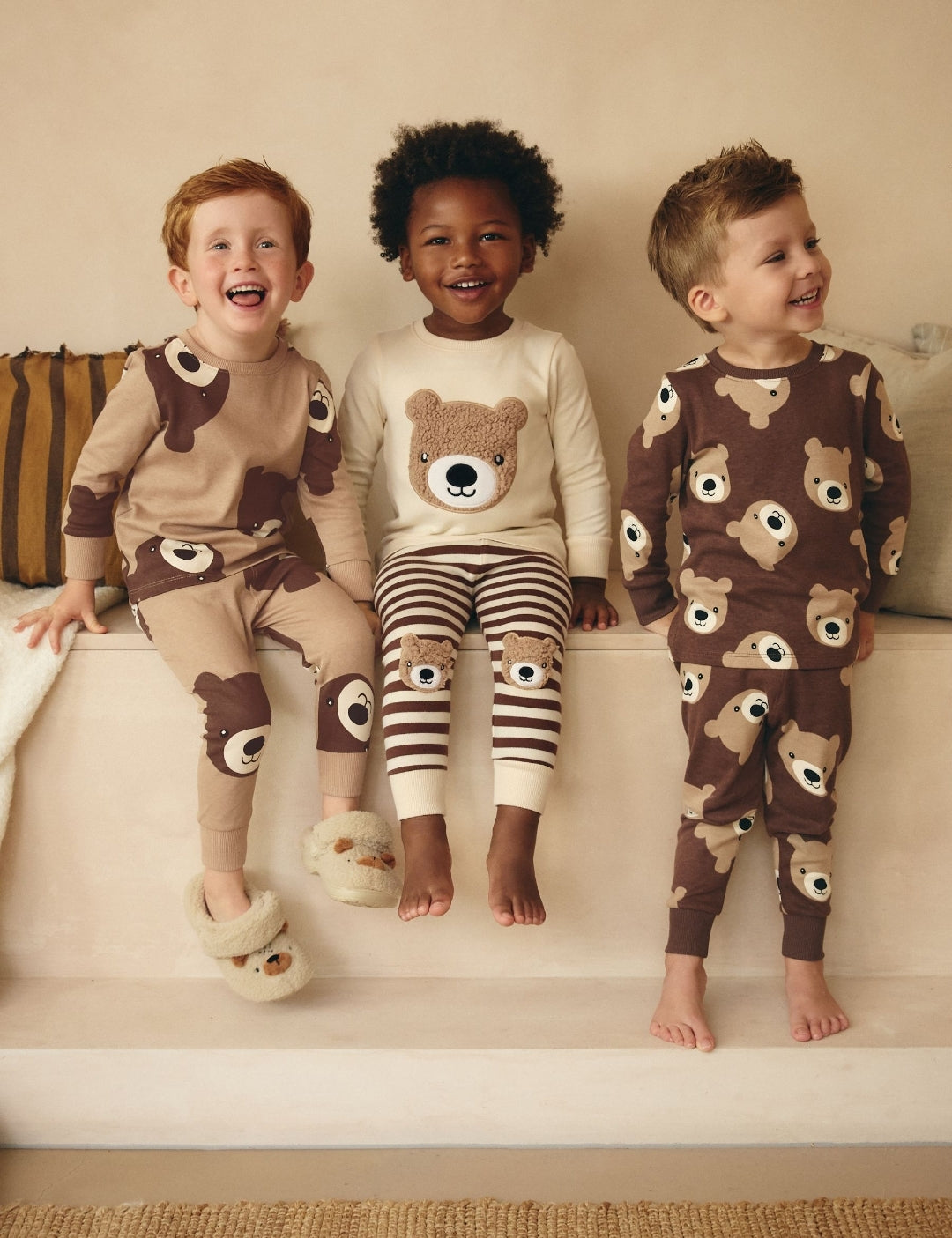 Brown/Cream Snuggle Pyjamas 3 Pack
