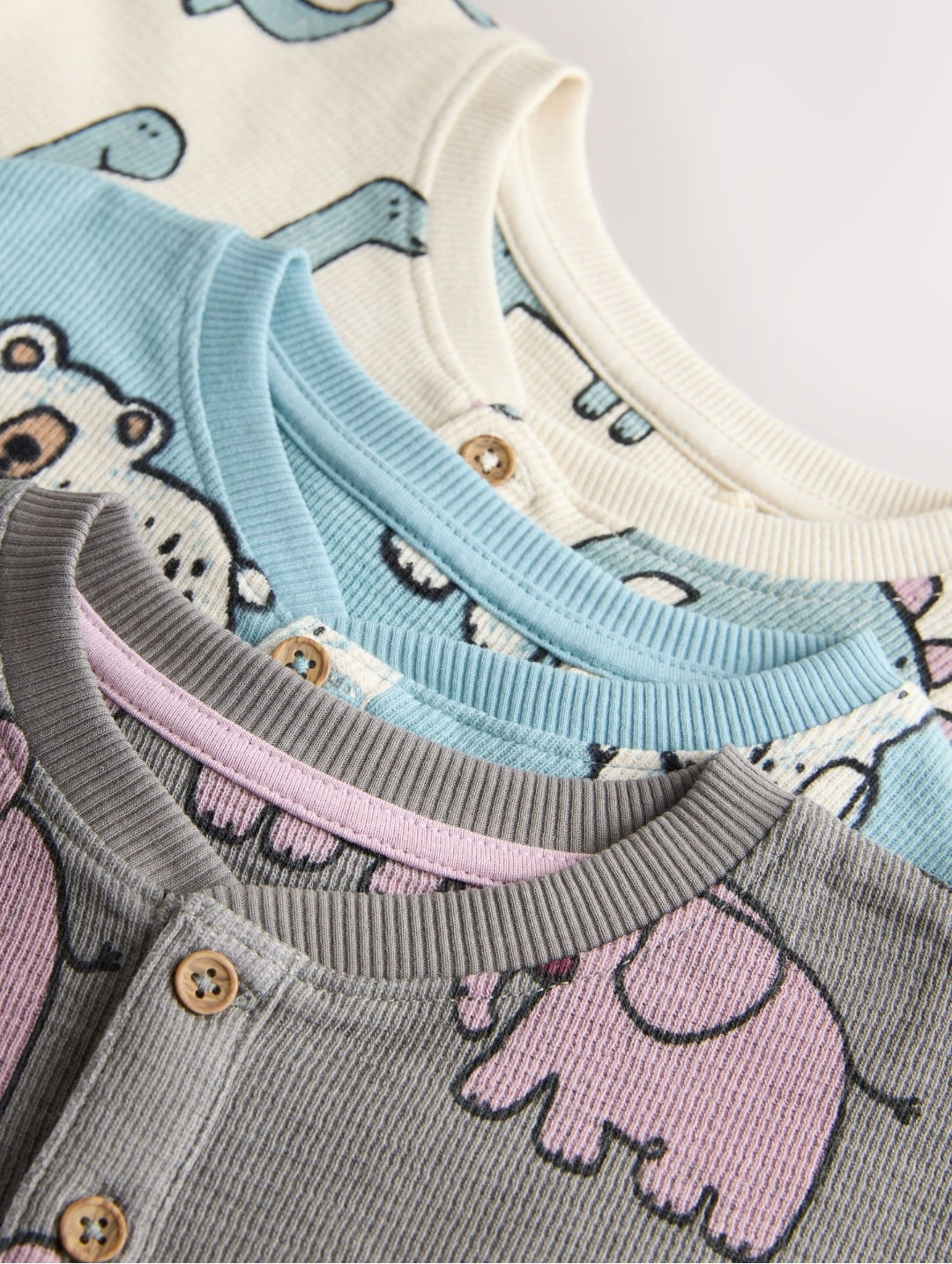 Charcoal/Blue All Over Stompy Animal Snuggle Pyjamas 3 Pack