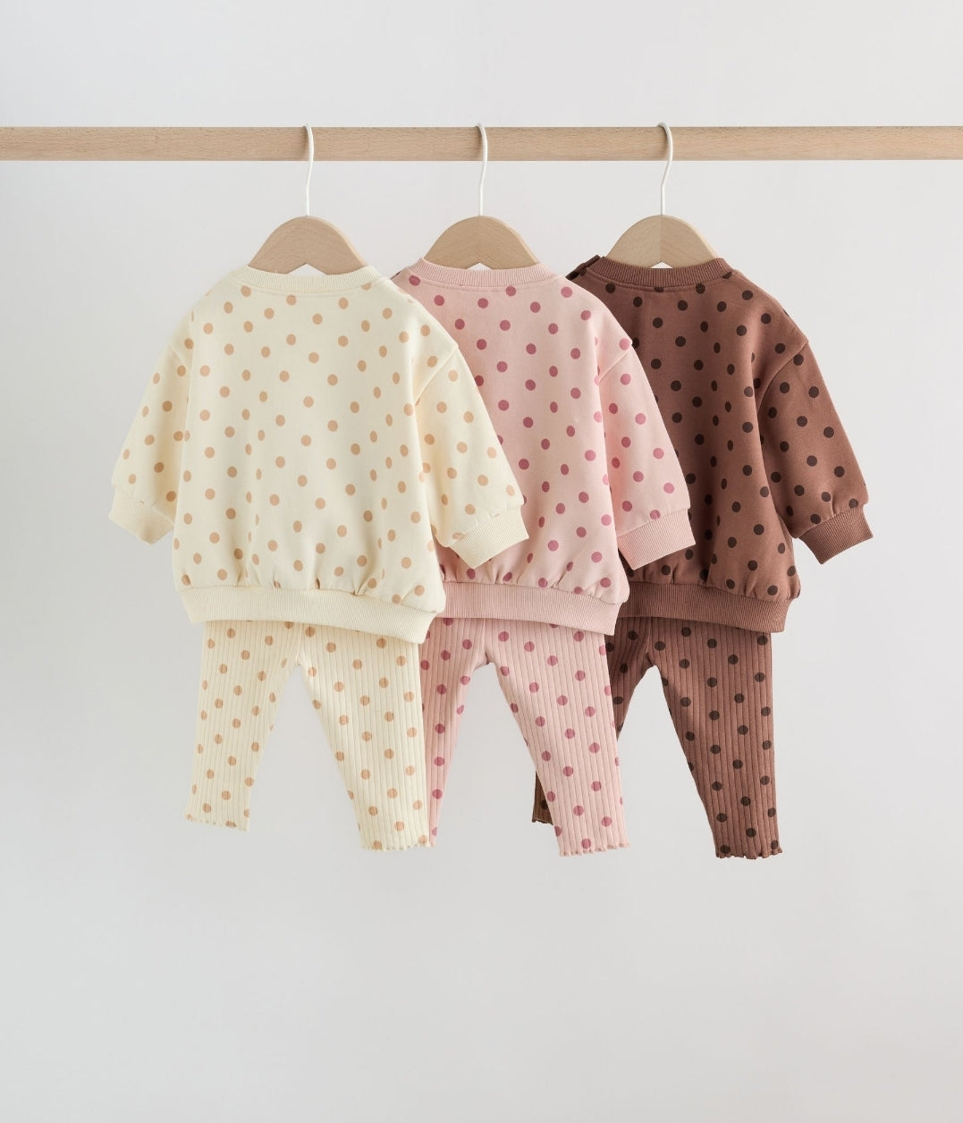Chocolate Brown and Pink Spot Baby Sweater and Leggings Set