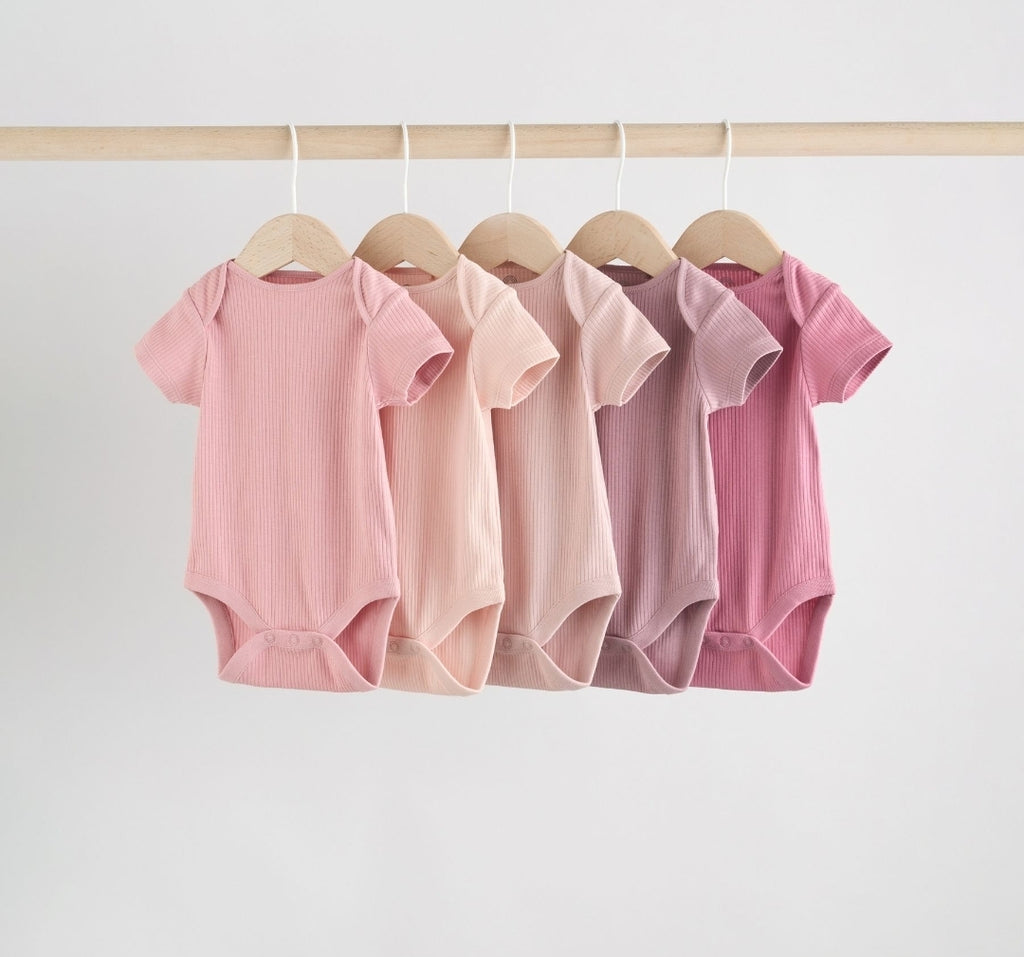 Pink 5 Pack Short Sleeve Baby
Bodysuits