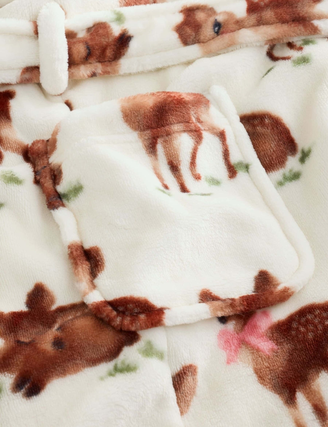 Ecru/Brown Fleece Dressing Gown