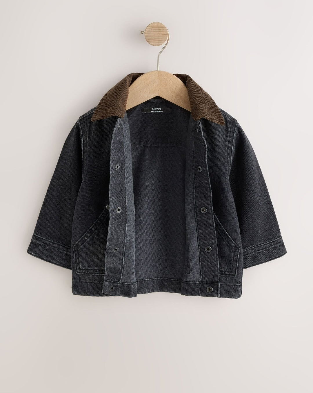 Black Denim Long Sleeve Cord Collar Shirt