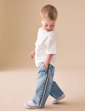 Light Blue Side Stripe Wide Fit Jeans