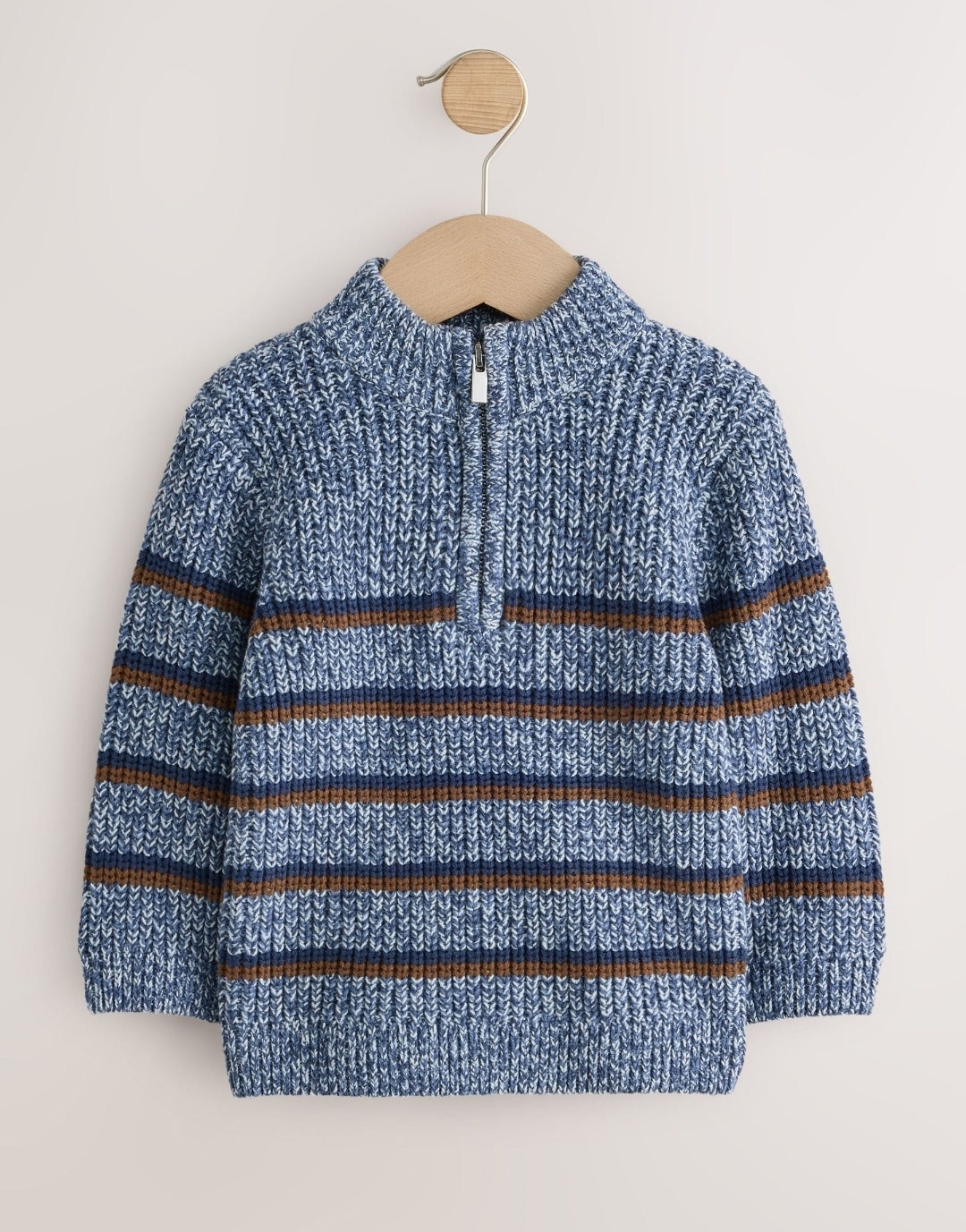 Blue/Navy Zip Neck Knitted Cable
Jumper