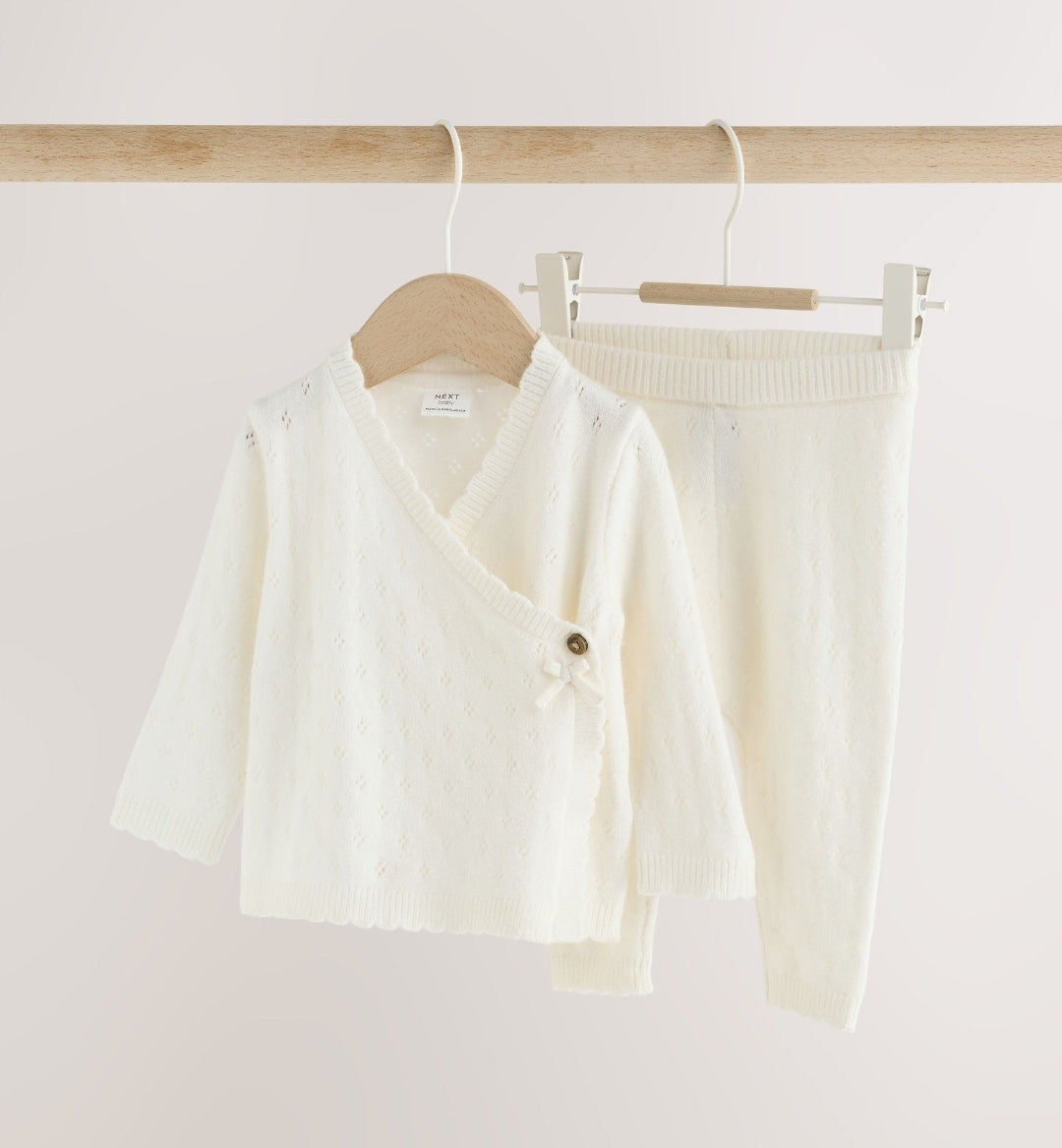 Ecru Cashmere Blend Knitted
Wrap Over Cardigan and Leggin
