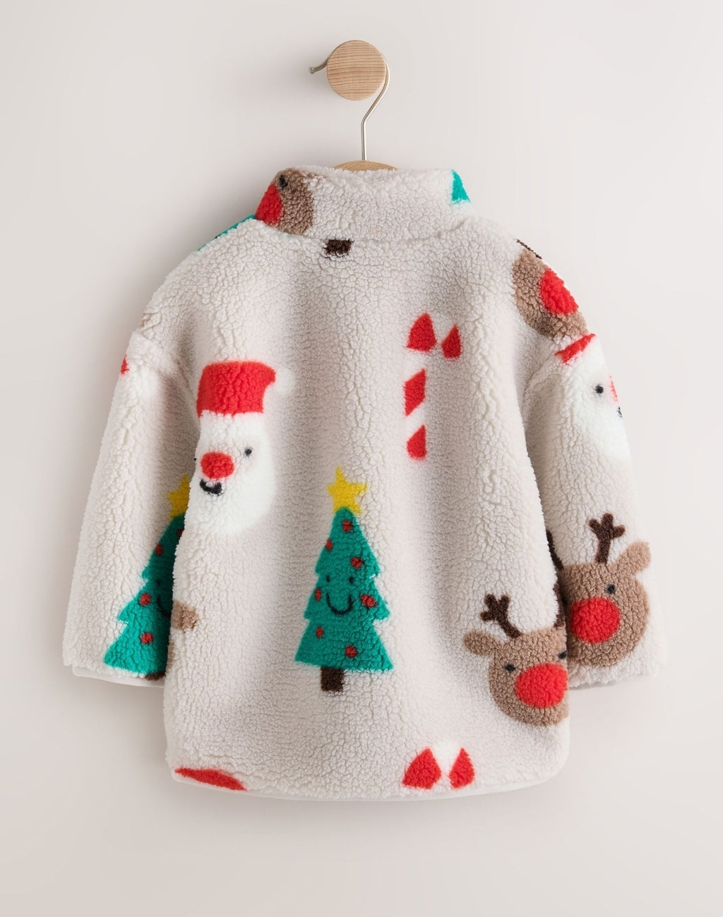 Multi All Over Printed Christmas Zip Neck Fleece