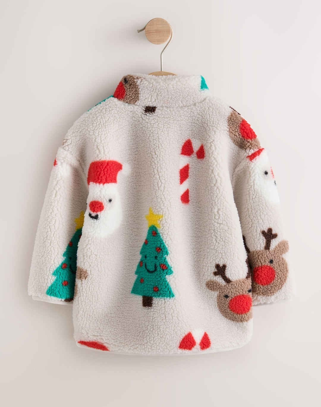 Multi All Over Printed Christmas Zip Neck Fleece