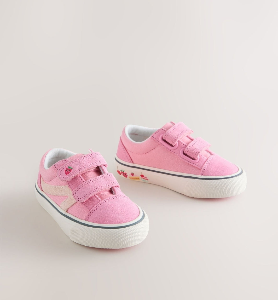 Pink/White Standard Fit (F) Touch Fastening Trainers