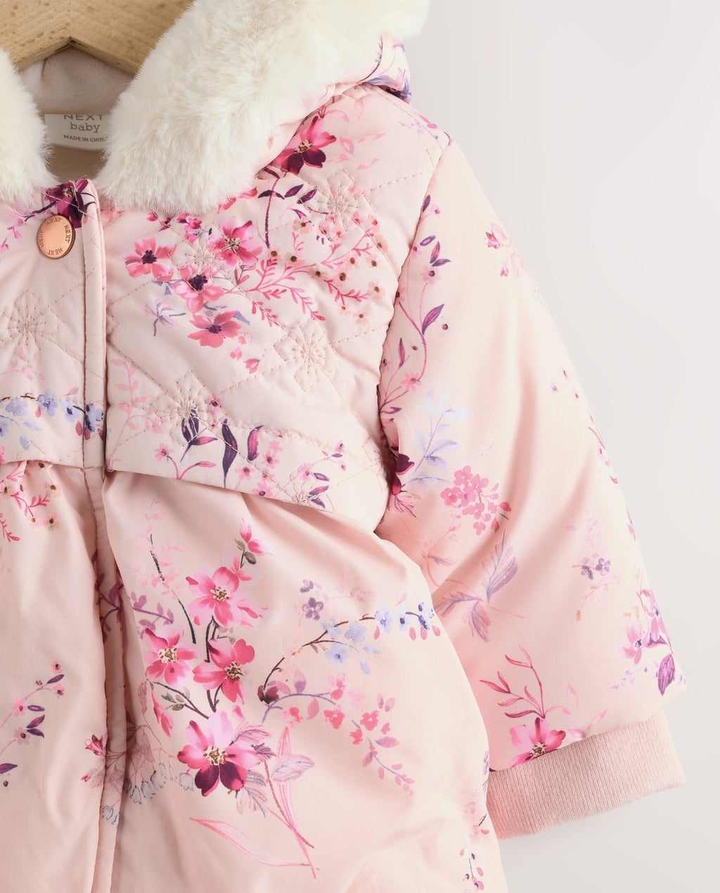 Pink Puffer Floral Baby Coat