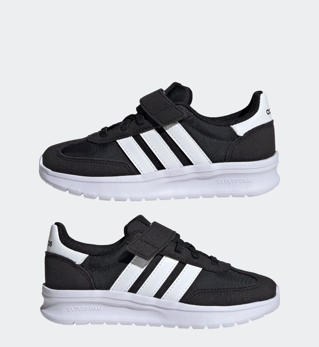 adidas Black/White Run 70s 2.0 Hook and Loop Kids Trainers