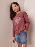 Brown Spot Long Sleeve Sequin Heart Top