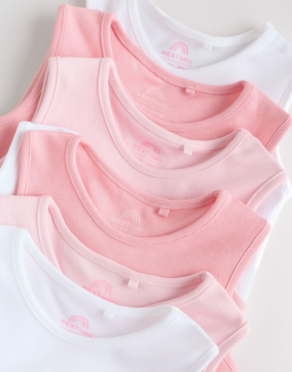 Pink/White 7 Pack Essential Vest
Baby Bodysuits