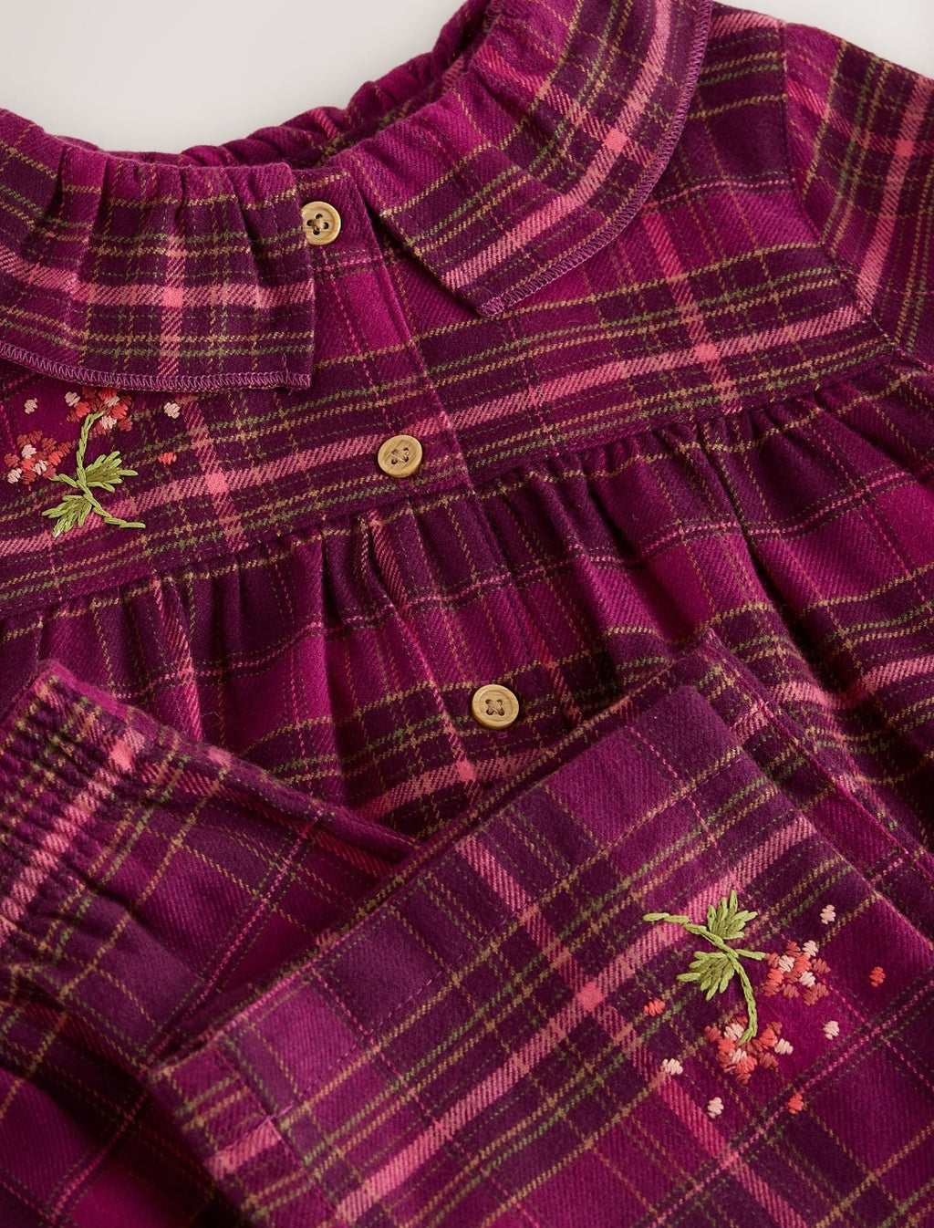 Purple Check Woven Button Through Pyjamas