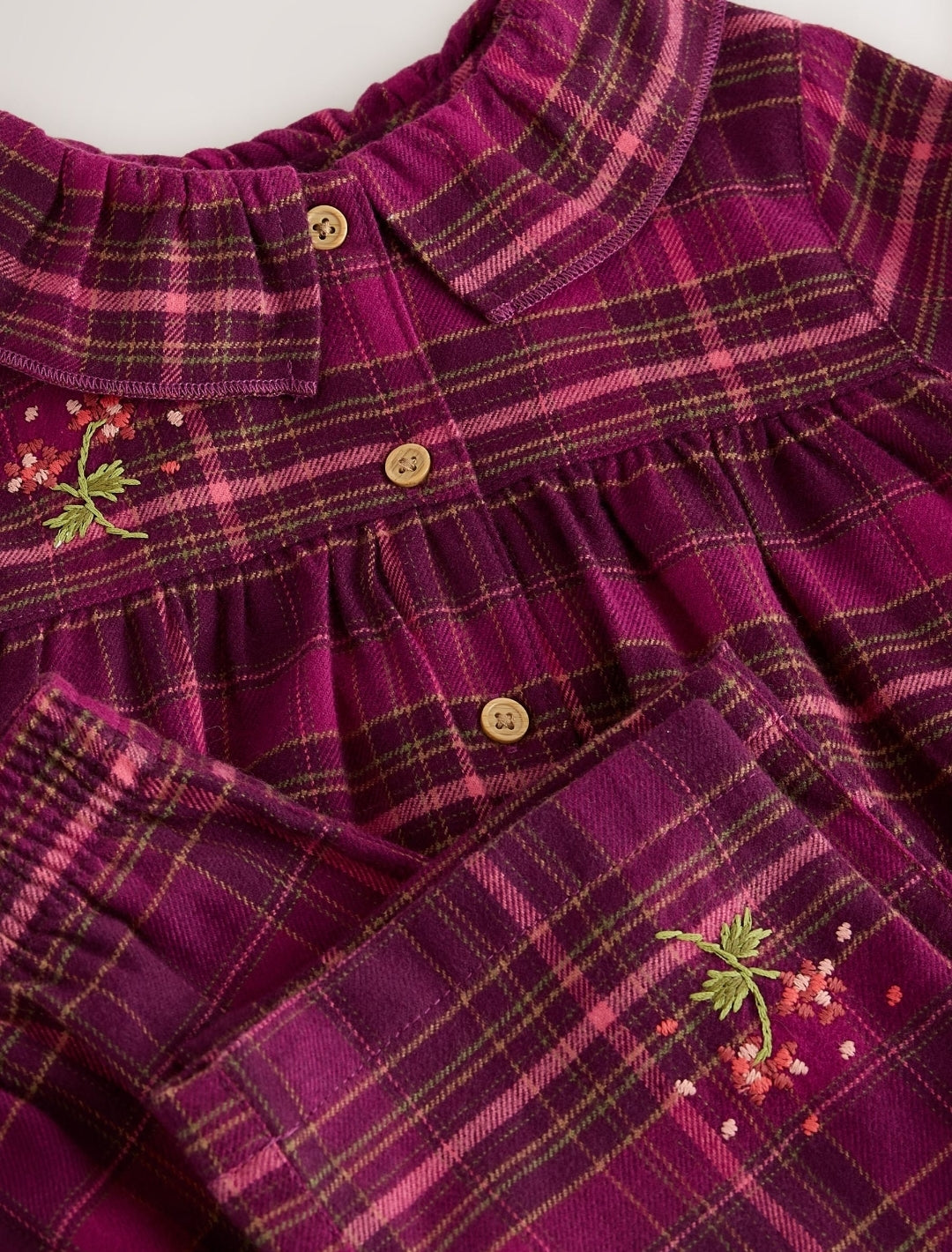 Purple Check Woven Button Through Pyjamas