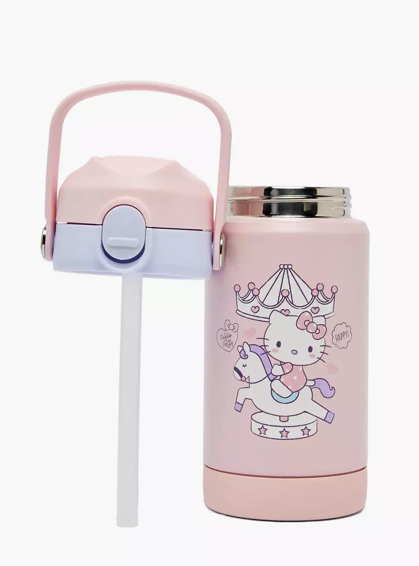 Sanrio Hello Kitty Stainless Steel Water Bottle with Wide Mouth and Carry Loop