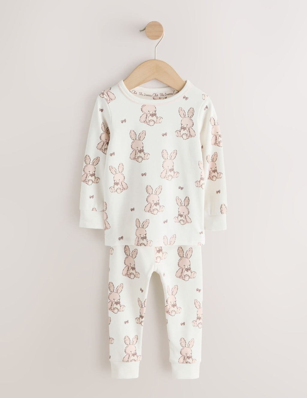Neutral Bunny Print Snuggle Pyjamas 3 Pack