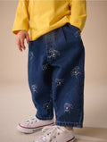 Dark Blue All Over Embroidered
Wide Barrel Jeans