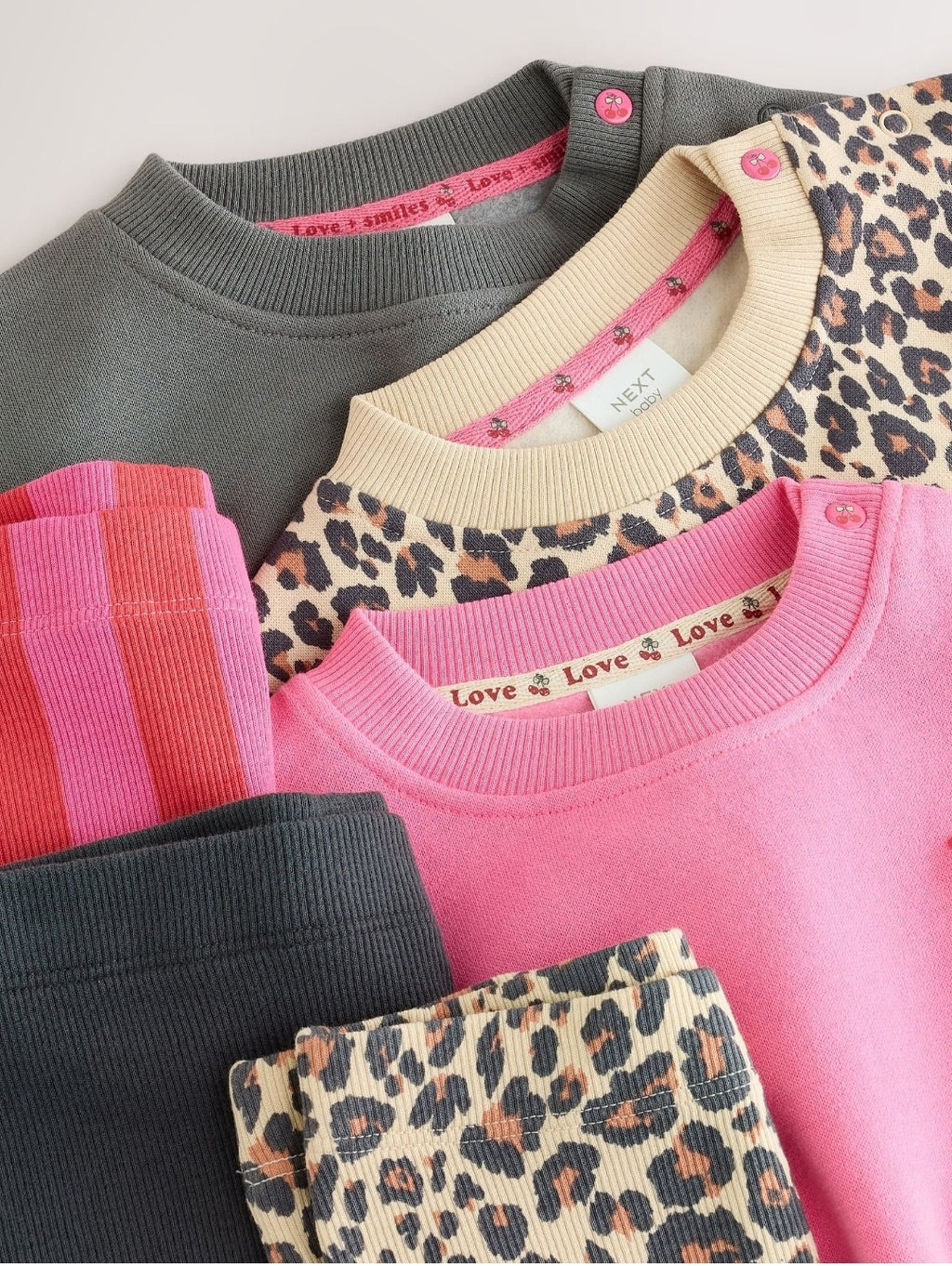 Animal Printed Sweat Top and Leggings Baby Set 6 Pack