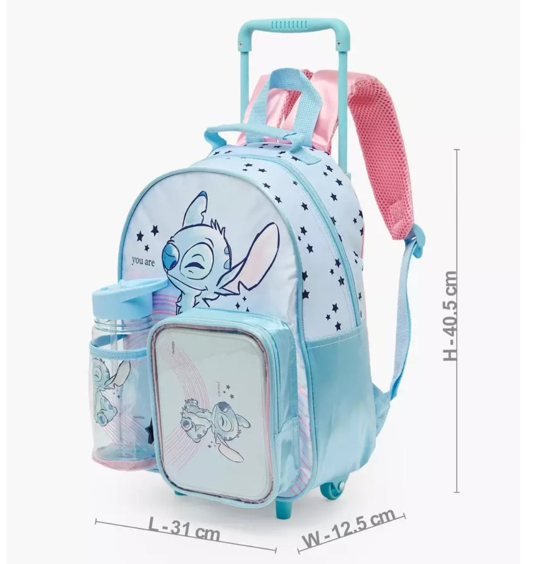 Disney Stitch Print 3-Piece School Trolley Bag Set 14 inches