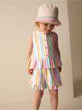 Pink/Blue Rainbow Stripe Peplum
Vest and Shorts Set
