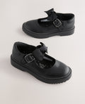 Black Matt Standard Fit (F) Bow Chunky Mary Jane School Shoes