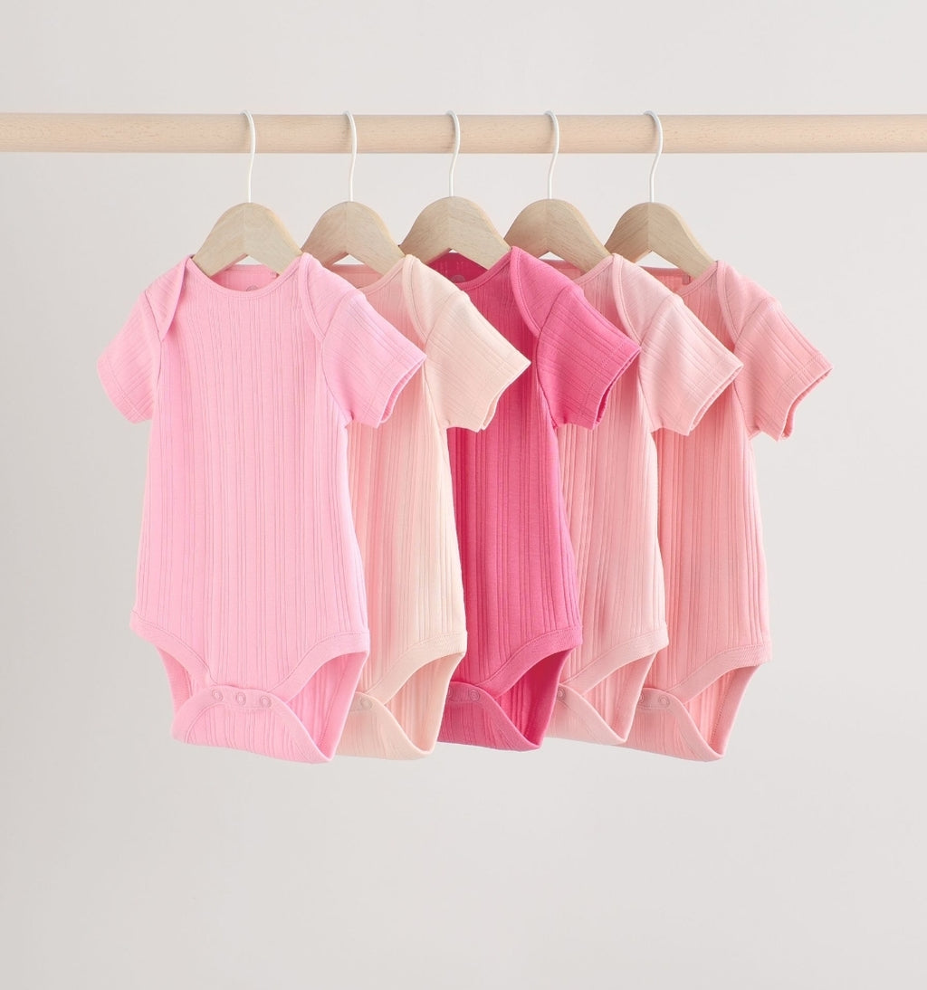 Bright Pink 5 Pack Short Sleeve
Baby Bodysuits