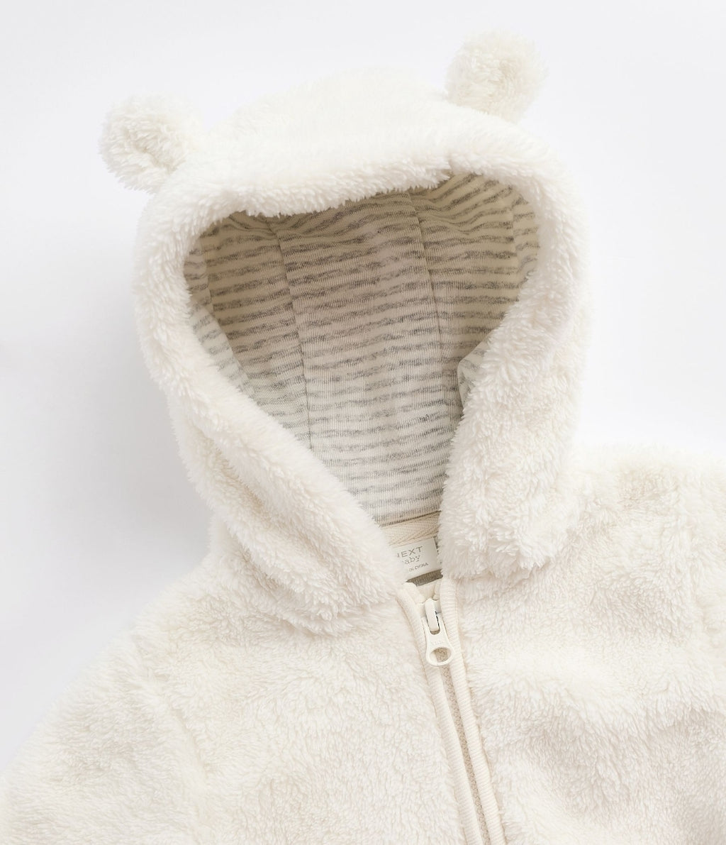 Ecru Baby Cosy Fleece Hooded