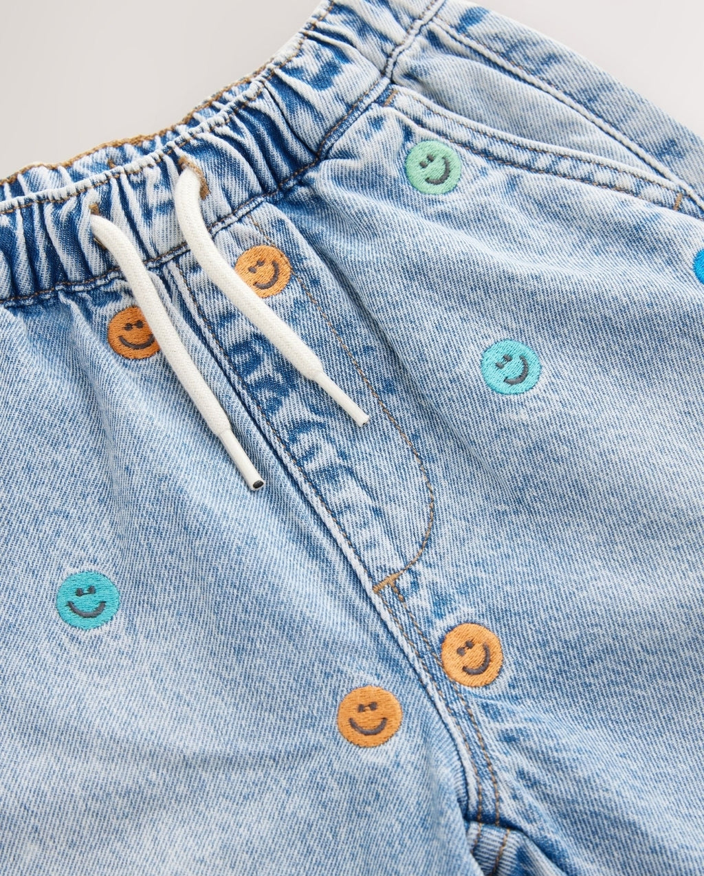 Blue All Over Embroidered Wide Fit Jeans