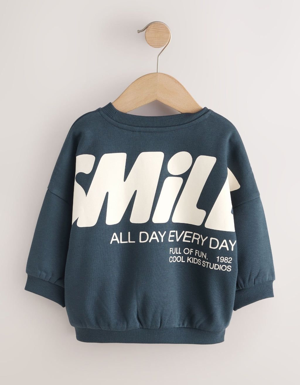 Blue Back Printed Crew Neck Sweat Top