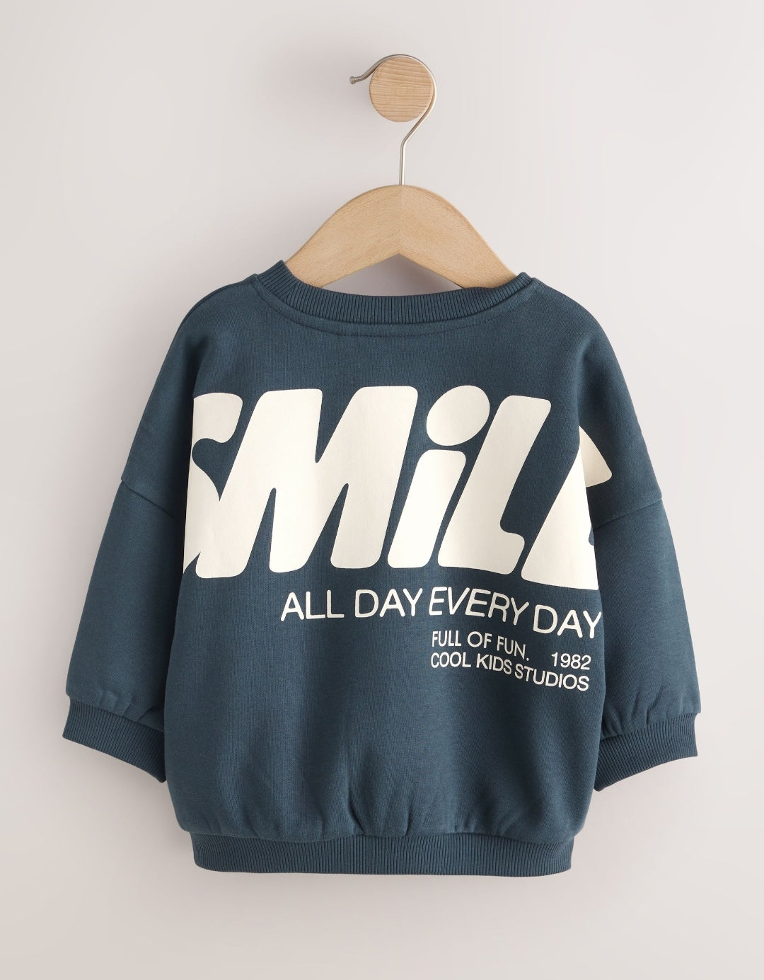 Blue Back Printed Crew Neck Sweat Top