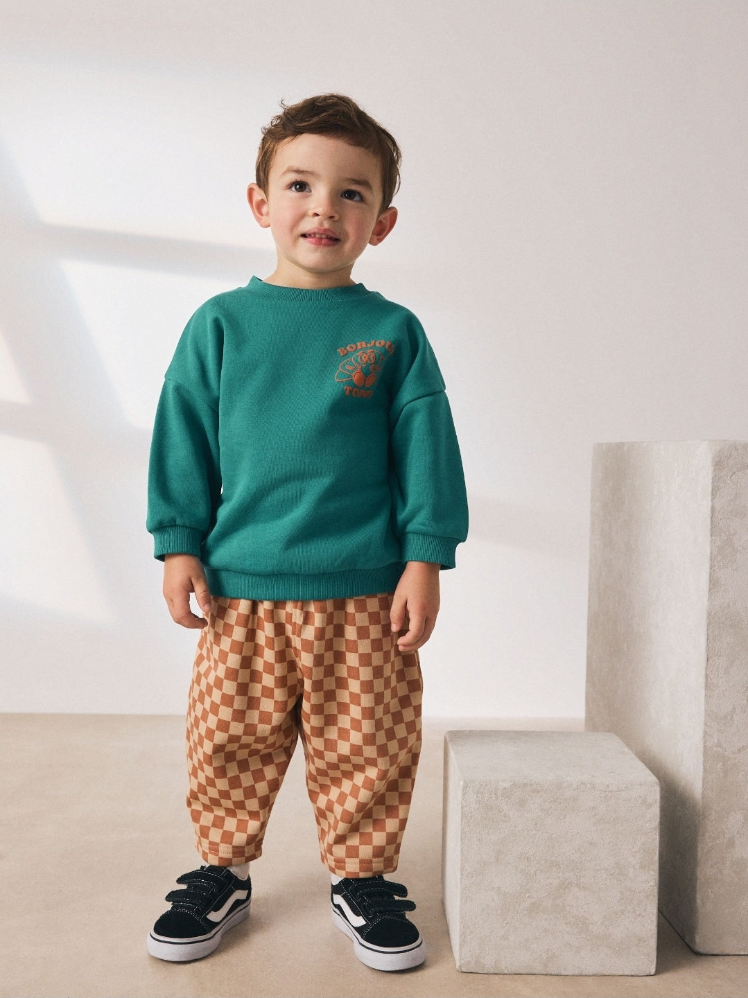 Green Croissant Single Sweatshirt And Stripe Joggers Set