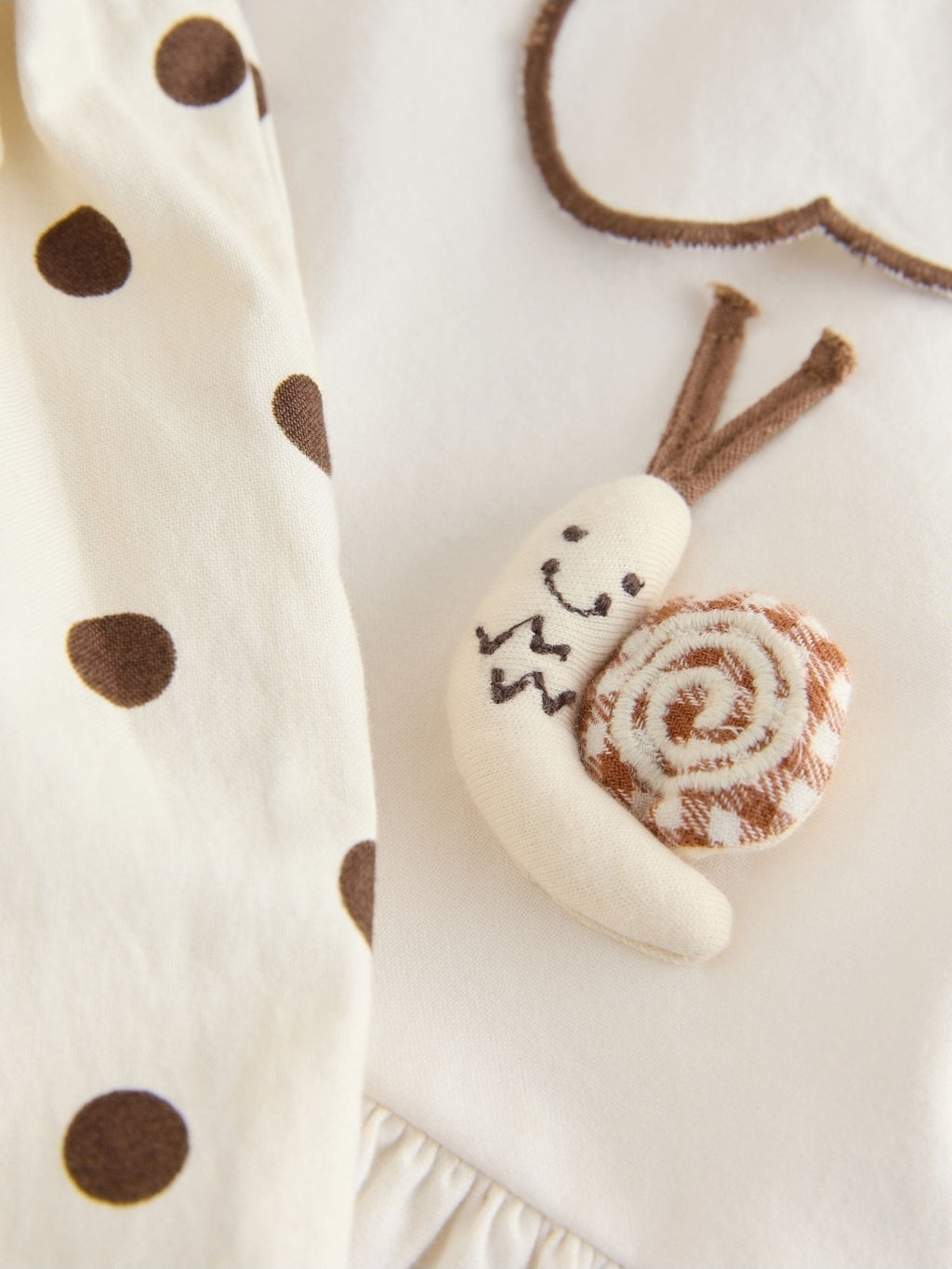 Ecru/Chocolate Brown Spot Blouse and Short Set