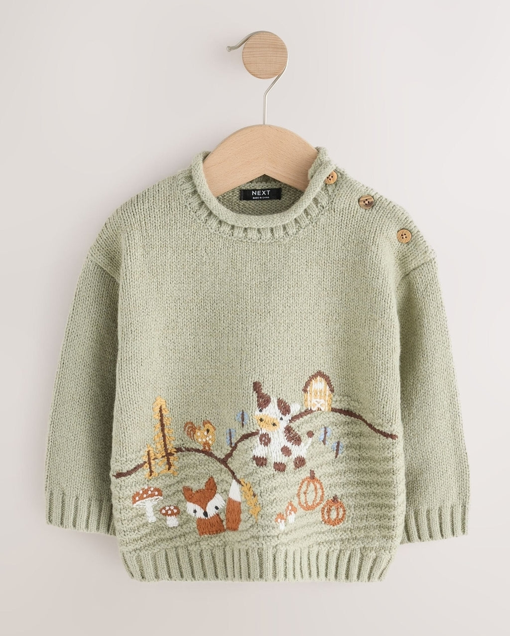 Sage Green Farm Character
Knitted Crew Neck Jumper