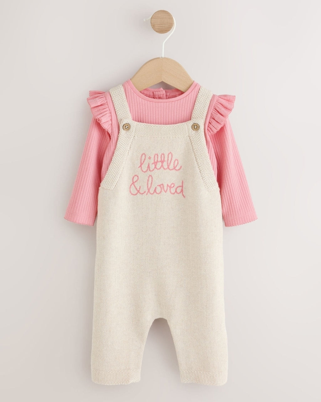 Embroidered Denim Dungarees and Long Sleeve Bodysuit Set