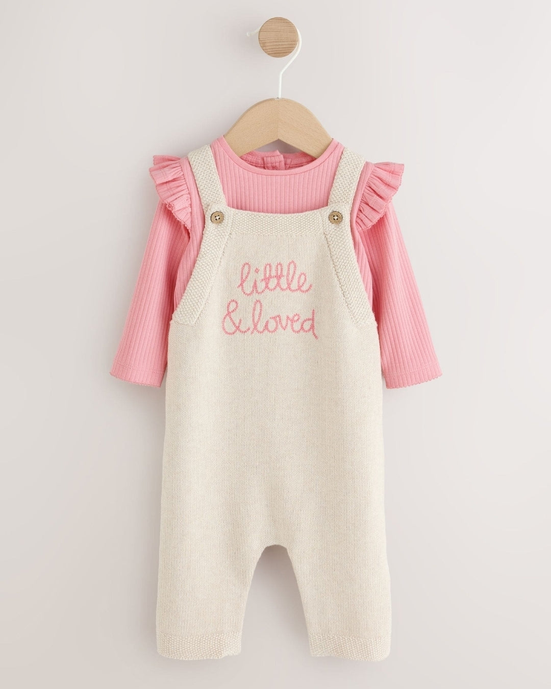Embroidered Denim Dungarees and Long Sleeve Bodysuit Set
