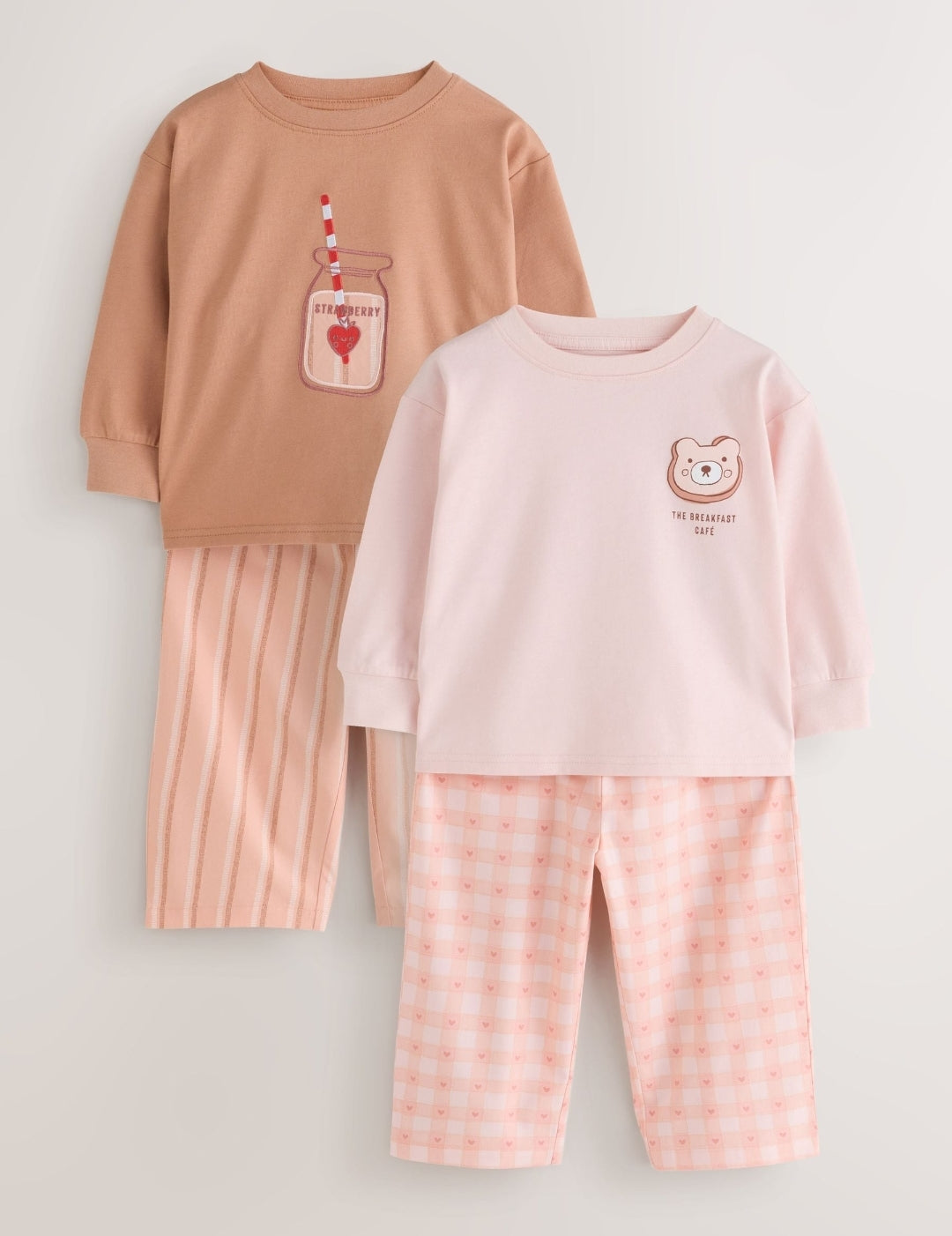Pink/Oatmeal Woven Wide Leg
Pyjamas 2 Pack