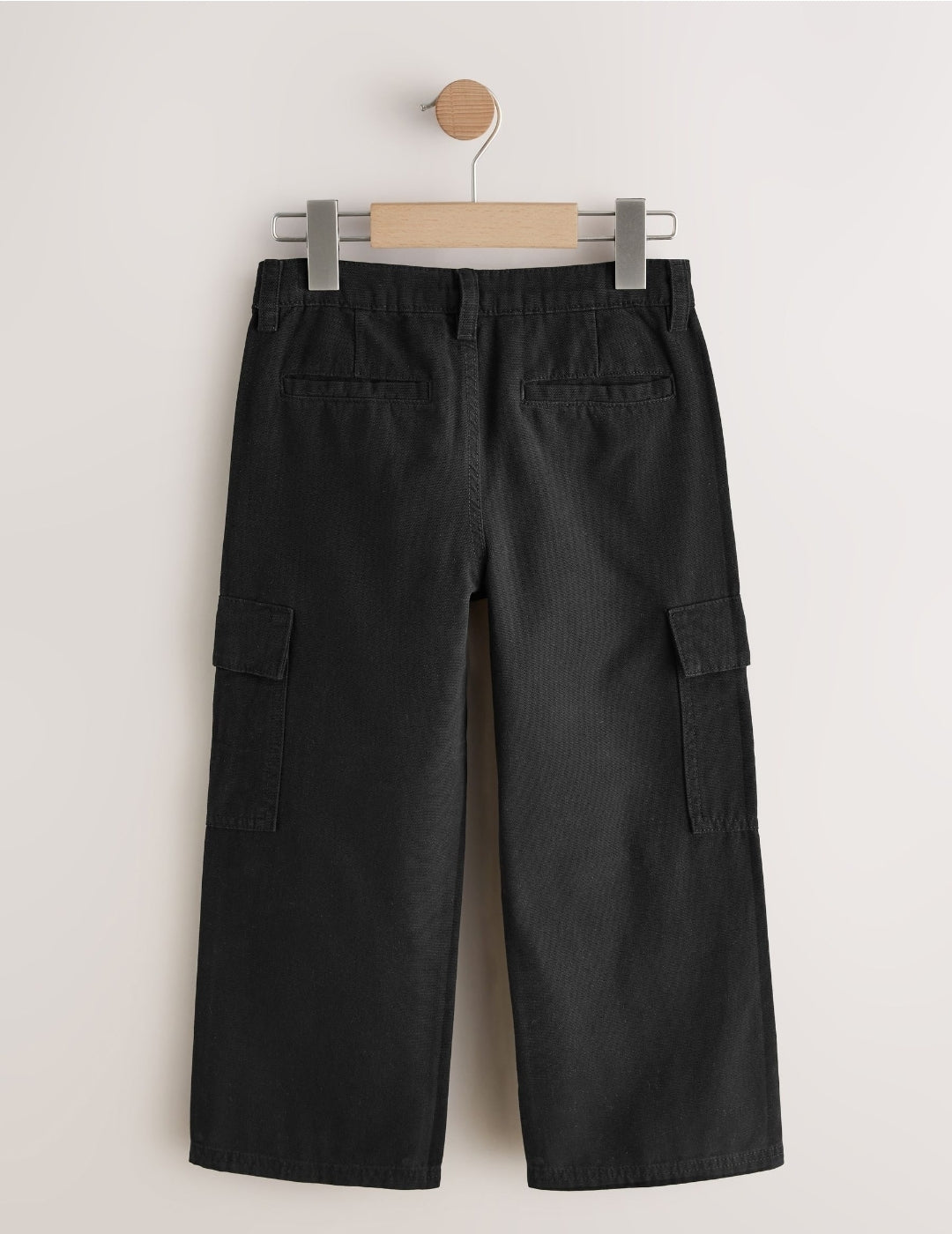 Black Woven Twill Cargo Trousers