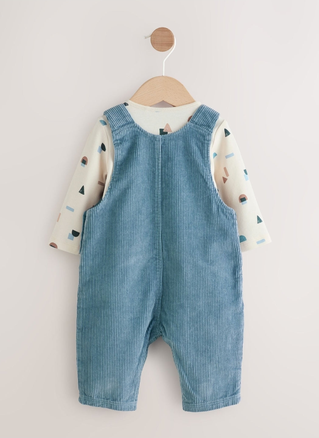 Mid Blue Cord Dungarees and Bodysuit Set