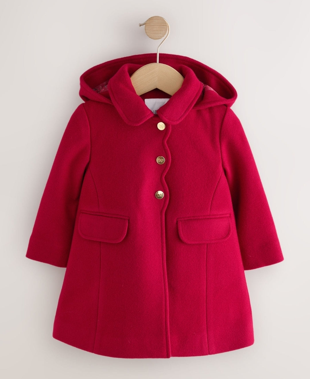 Red Hooded Coat With Wool