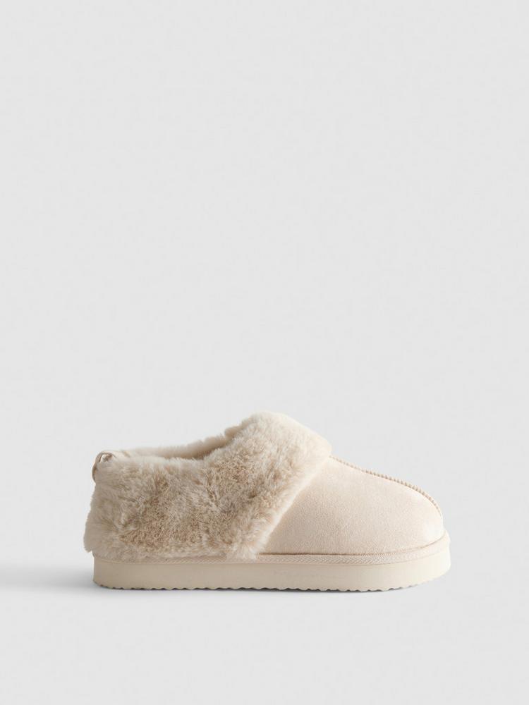 Primark Faux Fur Trim Mule Slippers