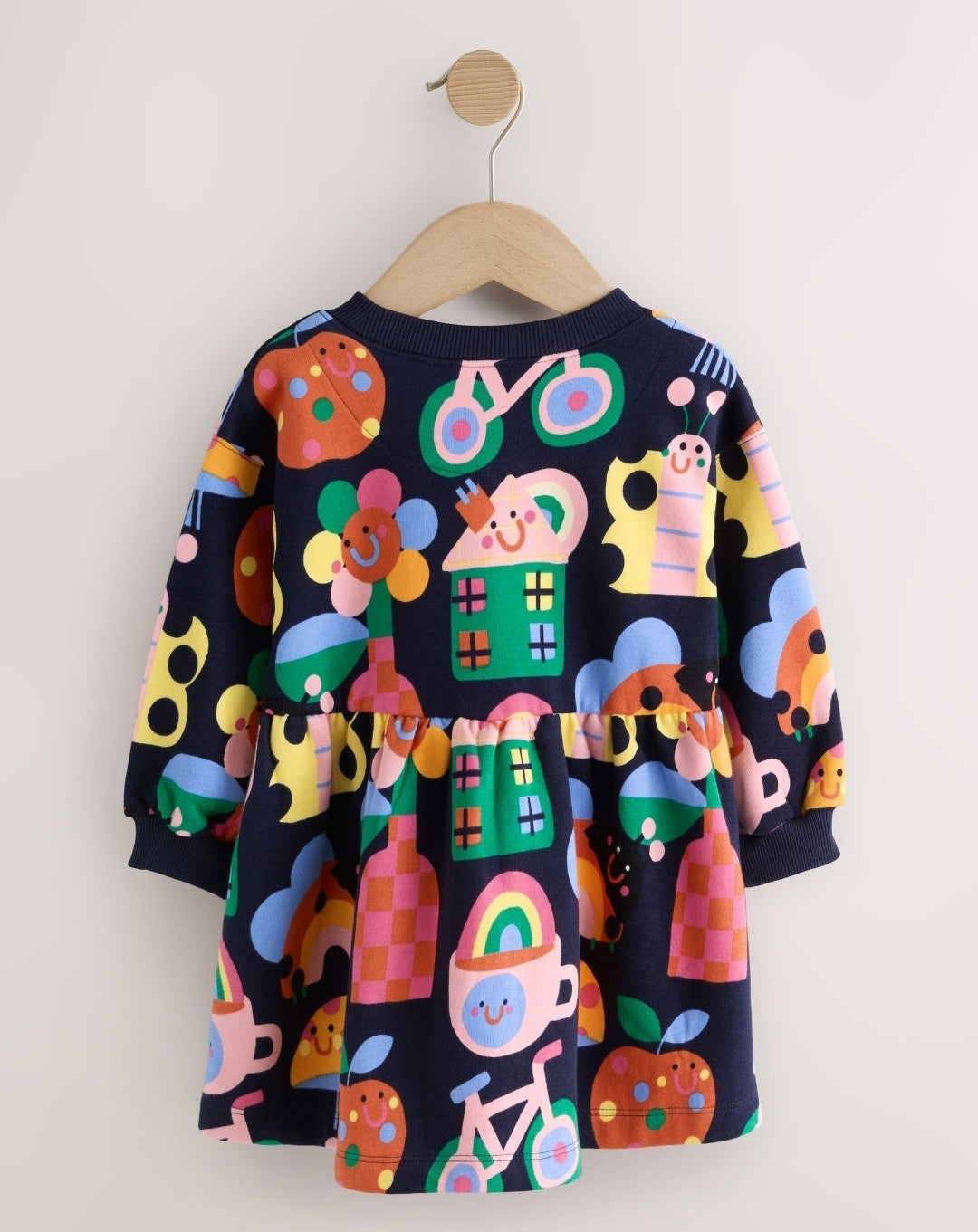 Navy Ladybird Rainbow Long
Sleeve Sweat Dress