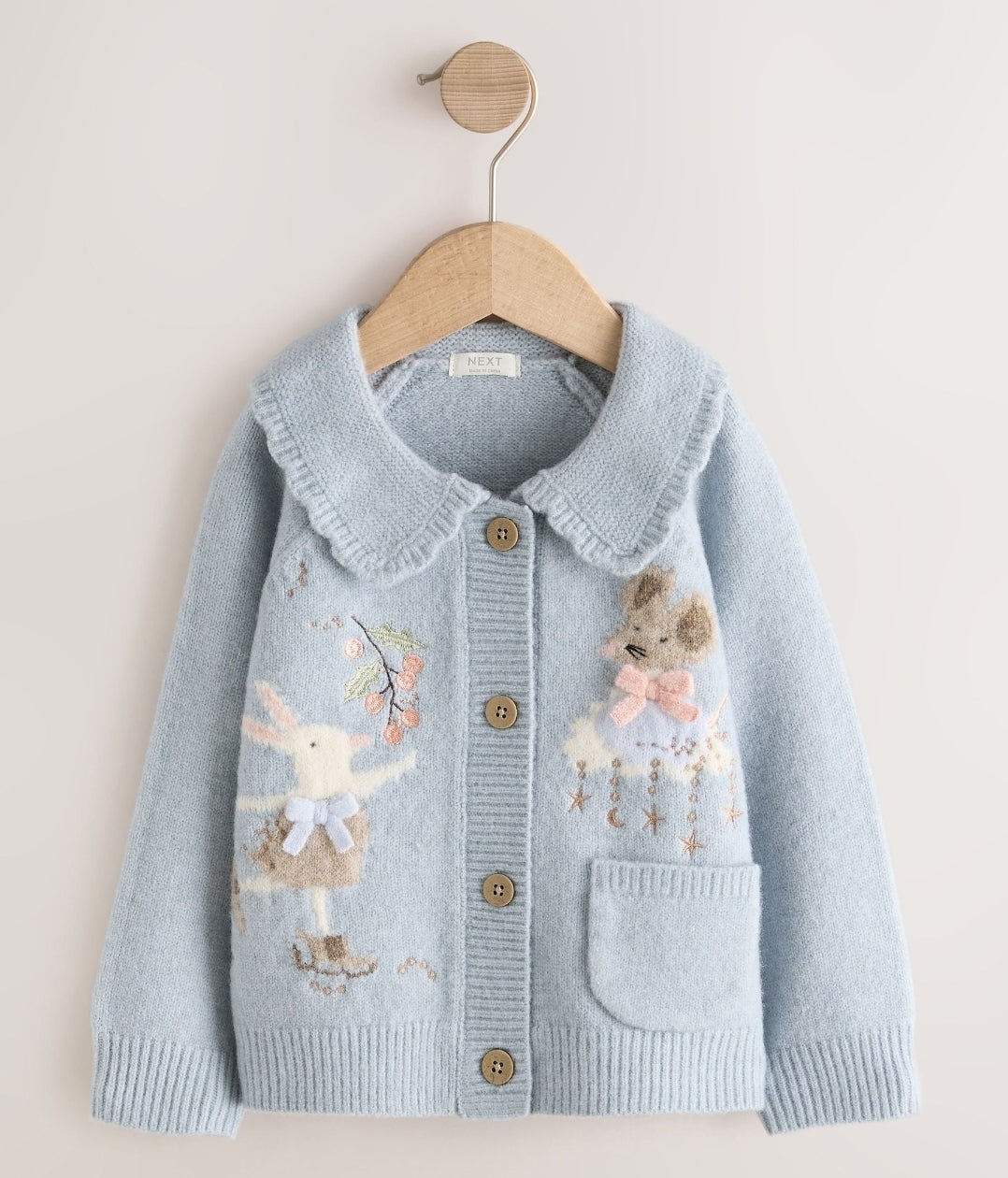 Blue Rabbit and Mouse Collar Cardigan